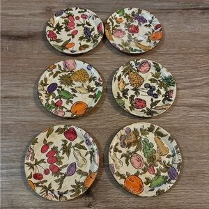Little Fruit Patterned Enamel Plate or Coaster Set